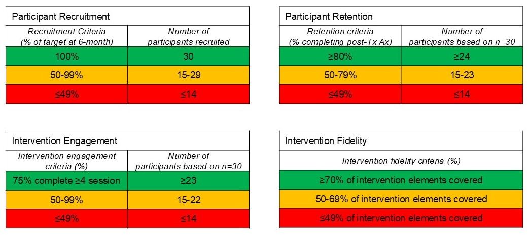 Feasibility progression criteria